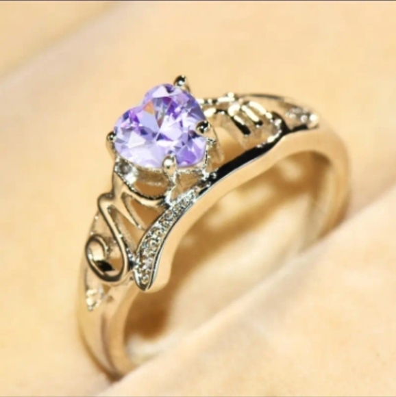 NWT Silver Plated Inlaid Heart Shaped Zircon Hollow Ring MOM Letter Pattern - Picture 3 of 6